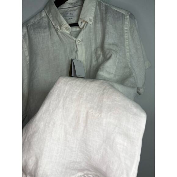 Porter & Ash Shirt Men X Large White Linen Short Sleeve Button Up - Picture 5 of 7